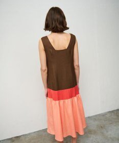 GRACE CONTINENTAL リネンタッチ配色ワンピース