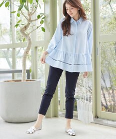 Tiaclasse L 麻混ストレッチテーパードパンツ