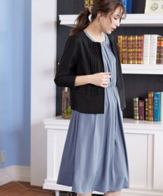 Tiaclasse 【小倉優子さん着用】【洗える】ピンタックノーカラージャケット