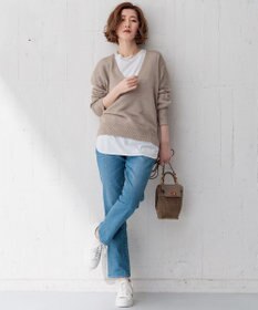 23区 【CLASSY.6月号掲載/洗える】ピュアリネンバルキー Vネックニット