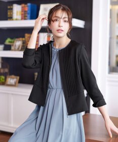 Tiaclasse 【小倉優子さん着用】【洗える】ピンタックノーカラージャケット