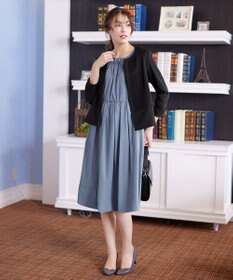 Tiaclasse 【小倉優子さん着用】【洗える】ピンタックノーカラージャケット