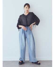 earth music&ecology キラキラシアーギャザーシャツ