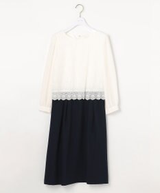 ANY SIS 【洗える】レースコンビバックサテン ワンピース