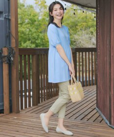 Tiaclasse L 麻混ストレッチテーパードパンツ