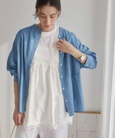 WEGO 【ANGIE VINTAGE】シアーデニムバンドカラーシャツ