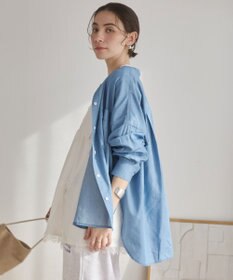 WEGO 【ANGIE VINTAGE】シアーデニムバンドカラーシャツ