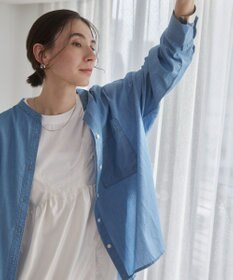 WEGO 【ANGIE VINTAGE】シアーデニムバンドカラーシャツ