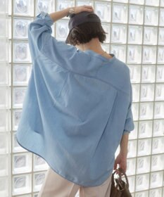 WEGO 【ANGIE VINTAGE】シアーデニムバンドカラーシャツ