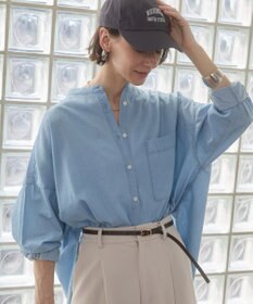 WEGO 【ANGIE VINTAGE】シアーデニムバンドカラーシャツ