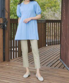 Tiaclasse L 麻混ストレッチテーパードパンツ