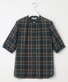 J.PRESS LADIES 【洗える】シアーマドラス バンドカラー ブラウス