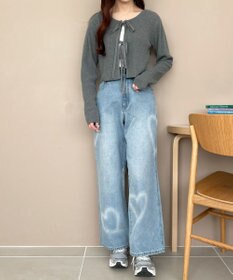 WEGO スプレーペイントストレートデニムパンツ