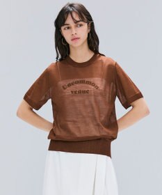 BEIGE， 【洗える・GLOW 10月号掲載】CADDO / シアーウールメッセージロゴＴニット Brown