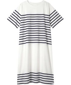 une nana cool 【綿100％】60ハイゲージ天竺パネルボーダー半袖ワンピース