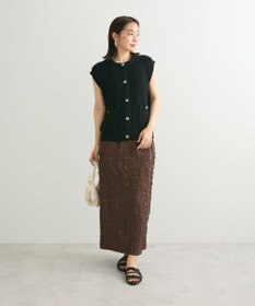 Green Parks シルバーボタンクルーネックベスト