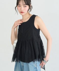 earth music&ecology フリンジレースバックリボンキャミ