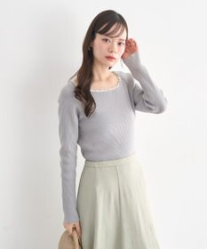 earth music&ecology 【予約】レーストリムリブニットプルオーバー