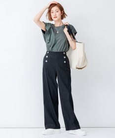 23区 【洗える】リネンヴィスコースストレッチ マリンパンツ