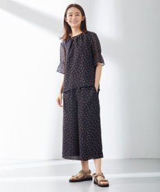 J.PRESS LADIES 【洗える】楊柳フラワープリント キュロット パンツ