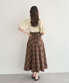 earth music&ecology バックレースアップチェックスカート