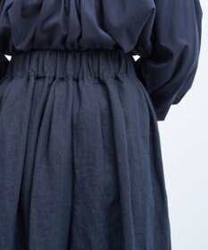 muuc 〈高品質ベルギーリネン100%〉ウエストゴムあり タックデザインワイドパンツ