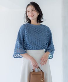 組曲 S 【WEB限定】フラワーレース袖フレア ブラウス