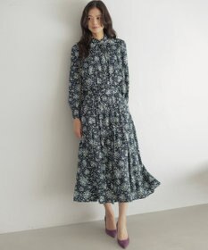 組曲 モザイクフラワープリント スカート ネイビー系5