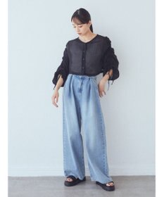 earth music&ecology キラキラシアーギャザーシャツ