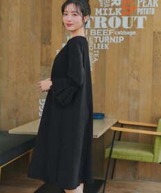 Tiaclasse シフォンフレア袖スポンジニットワンピース