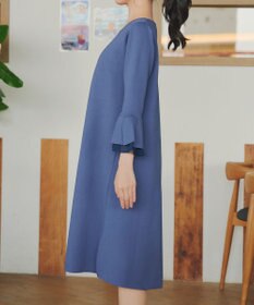 Tiaclasse シフォンフレア袖スポンジニットワンピース