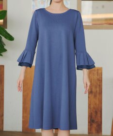 Tiaclasse シフォンフレア袖スポンジニットワンピース