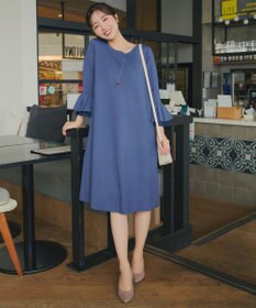 Tiaclasse シフォンフレア袖スポンジニットワンピース