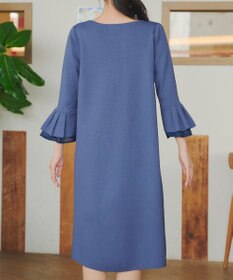 Tiaclasse シフォンフレア袖スポンジニットワンピース