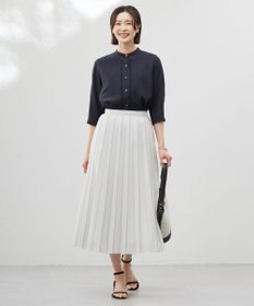 J.PRESS LADIES S 【WEB限定カラーあり・洗える】Sheer Vis リネン バンドカラー ブラウス