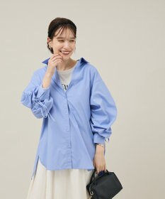 Green Parks イージーケア袖シャーリングシャツ