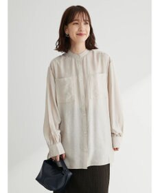 Green Parks バンドカラーポケット付きシアーシャツ