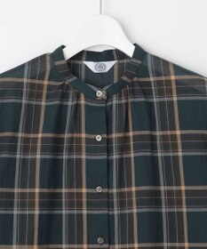 J.PRESS LADIES 【洗える】シアーマドラス バンドカラー ブラウス