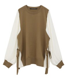 YECCA VECCA サイドプリーツ異素材MIXプルオーバー