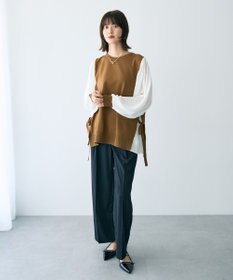 YECCA VECCA サイドプリーツ異素材MIXプルオーバー