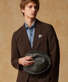 JOSEPH ABBOUD 【洗える・サイズ調整可】ウォッシャブルヘリンボーン ハット ダークブラウン系