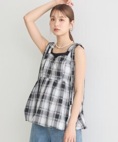 earth music&ecology チェックパターンバルーンキャミビスチェ