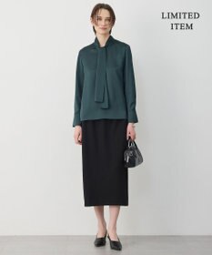 ICB 【WEB限定】 ドレープサテン ボウタイブラウス