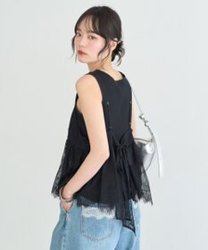 earth music&ecology フリンジレースバックリボンキャミ