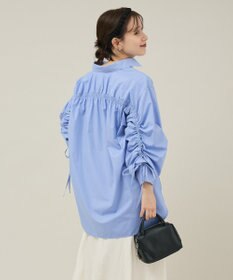 Green Parks イージーケア袖シャーリングシャツ