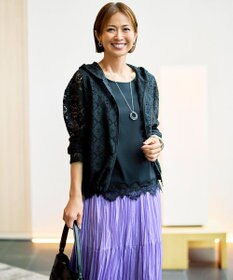 自由区 L 【WEB限定・1枚で華やぐ・旬スタイル】テクスチャーレーシージップ パーカー