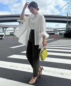 UNFILO 【GISELe 6月号掲載/洗える】リネンレーヨンバンドカラーシャツ