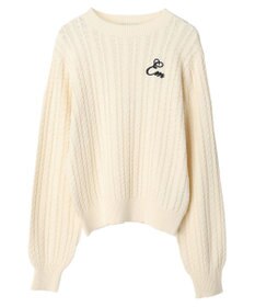 earth music&ecology 刺繍入りケーブルニットプルオーバー