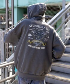 WEGO ピグメントグラフィックプルパーカー