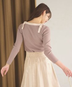 Feroux 【洗える】ショルダーリボン プルオーバーニット